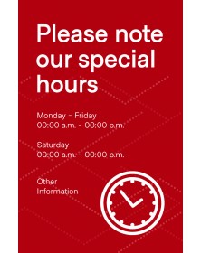 Special Hours Poster 11" x 17" Red Pack of 6 